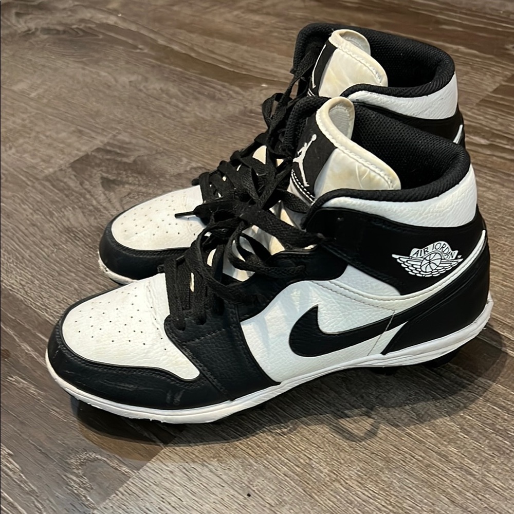 Black and White Nike Air Jordan High-Top Football Cleats